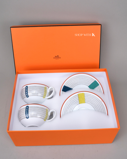 Hermes Tressages Equastres Breakfast Cup and Saucer