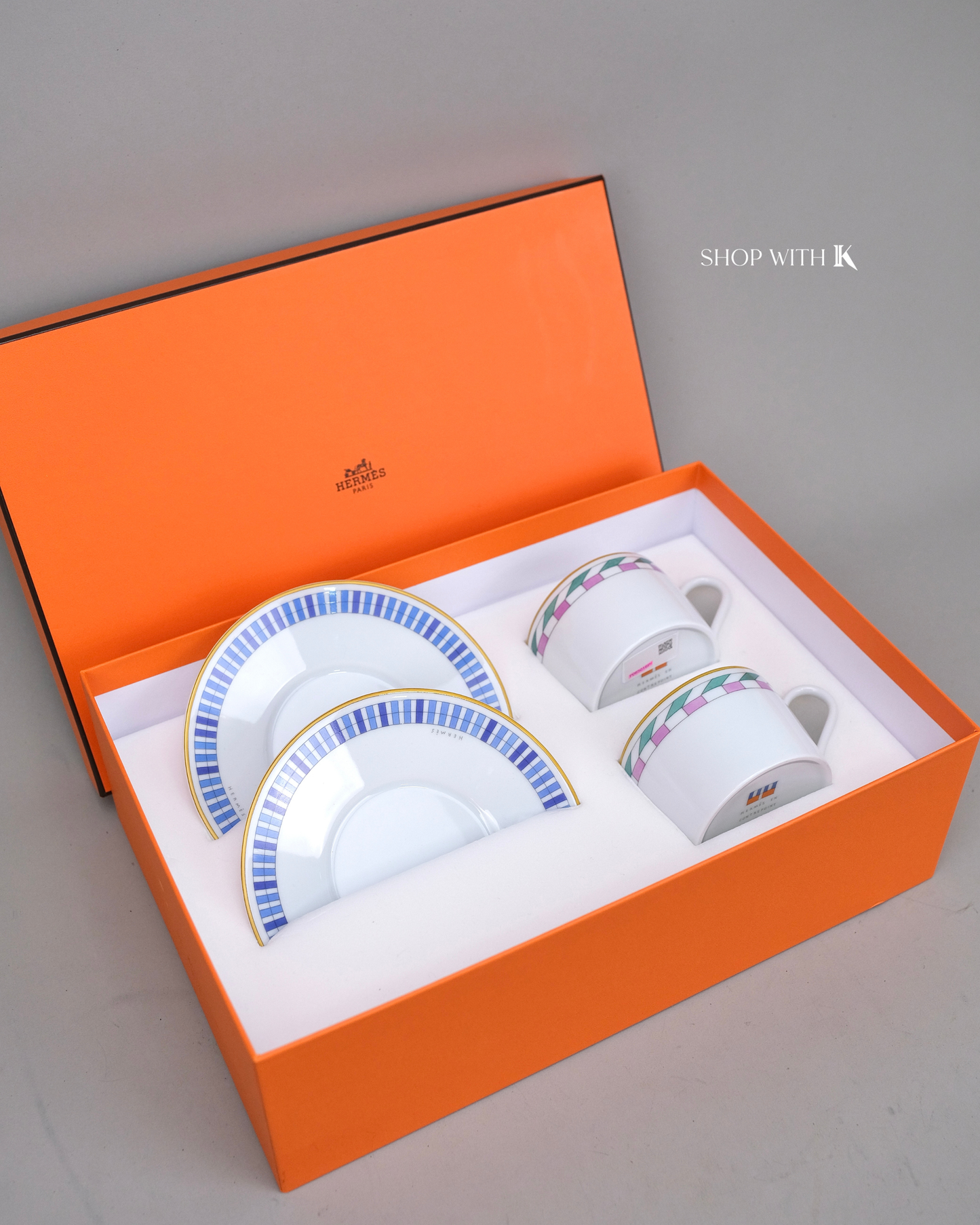 Hermes en Contrepoint Set of 2 Tea Cups and Saucers