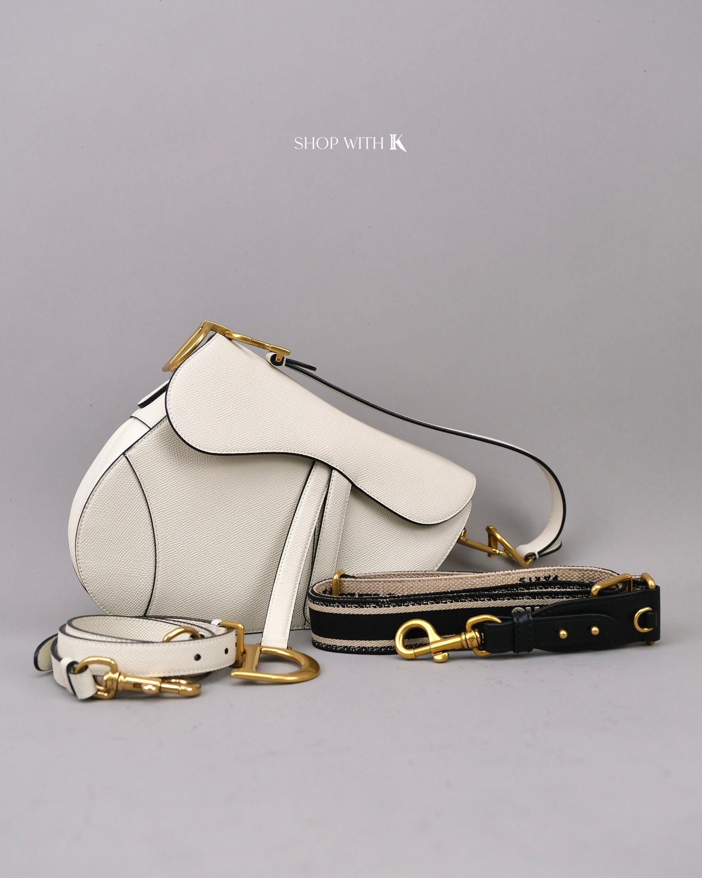 Dior Saddle Medium White with Strap
