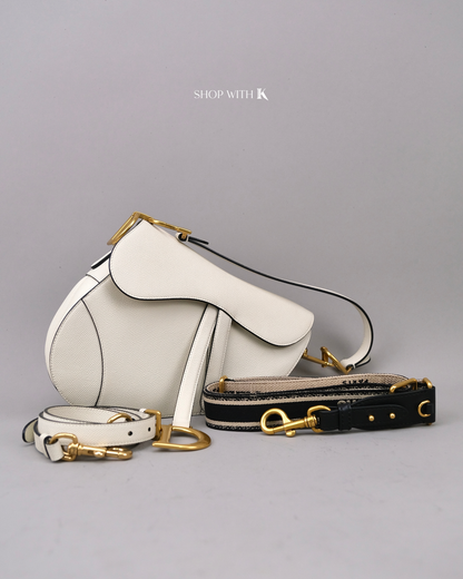 Dior Saddle Medium White with Strap