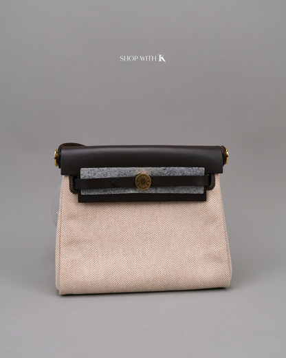 Hermes Mini Herbag Zip 20 Ecru Beige Ebene GHW