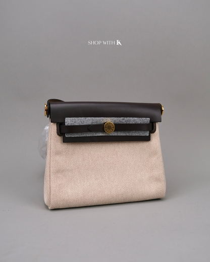 Hermes Mini Herbag Zip 20 Ecru Beige Ebene GHW