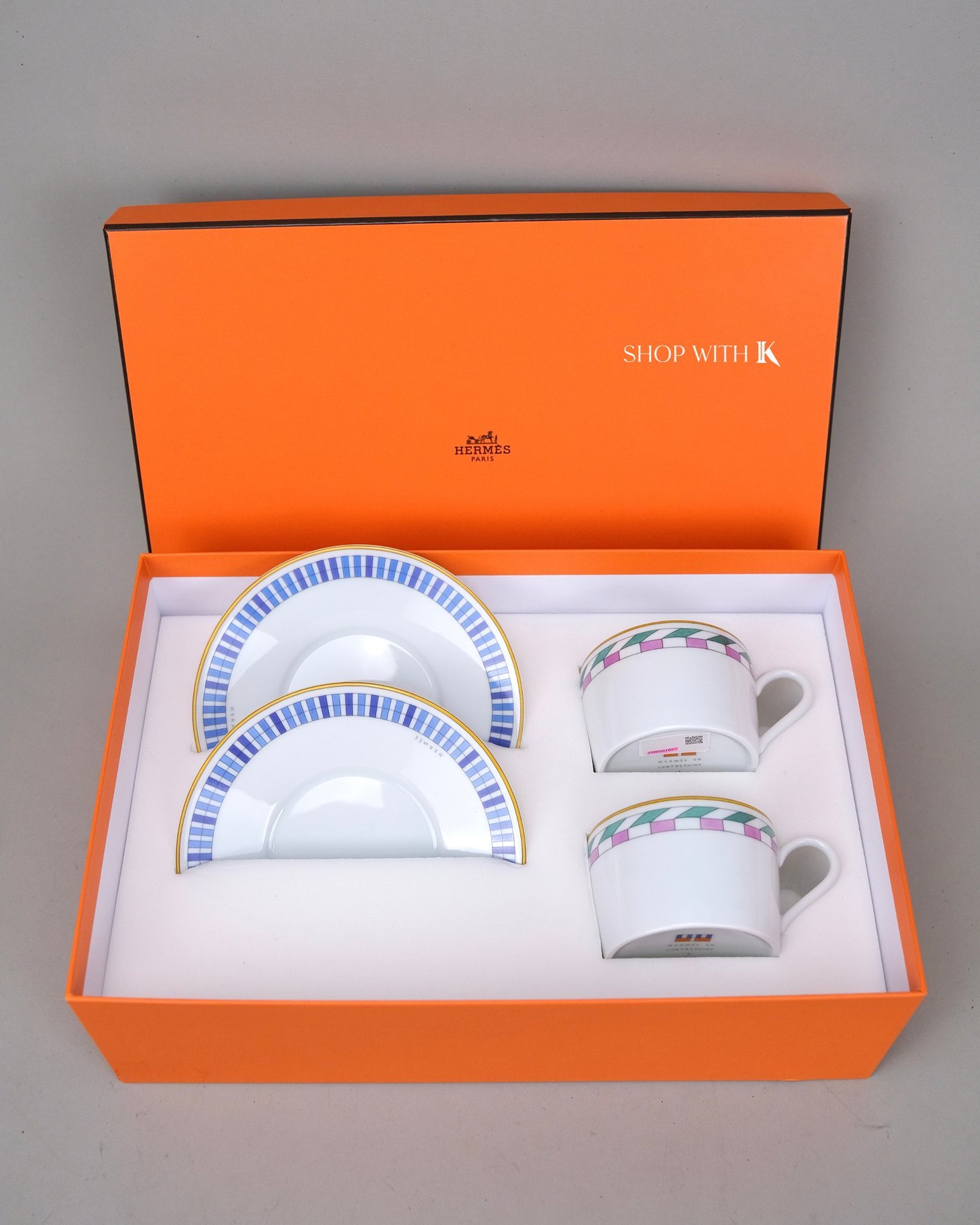 Hermes en Contrepoint Set of 2 Tea Cups and Saucers