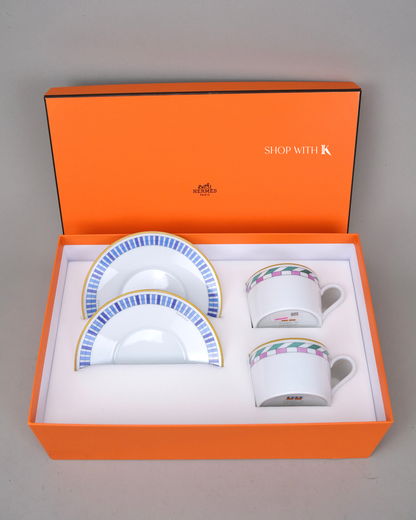Hermes en Contrepoint Set of 2 Tea Cups and Saucers
