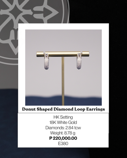 Donut Shaped Diamond Loop Earrings