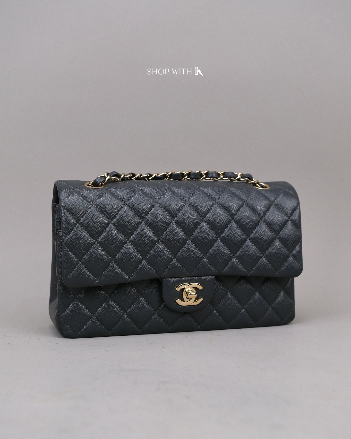 Chanel Classic Flap Dark Gray CGHW