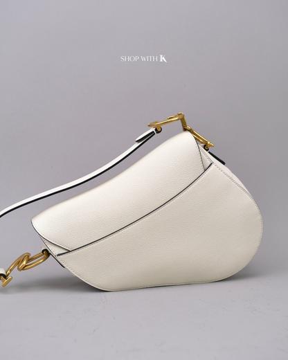 Dior Saddle Medium White with Strap