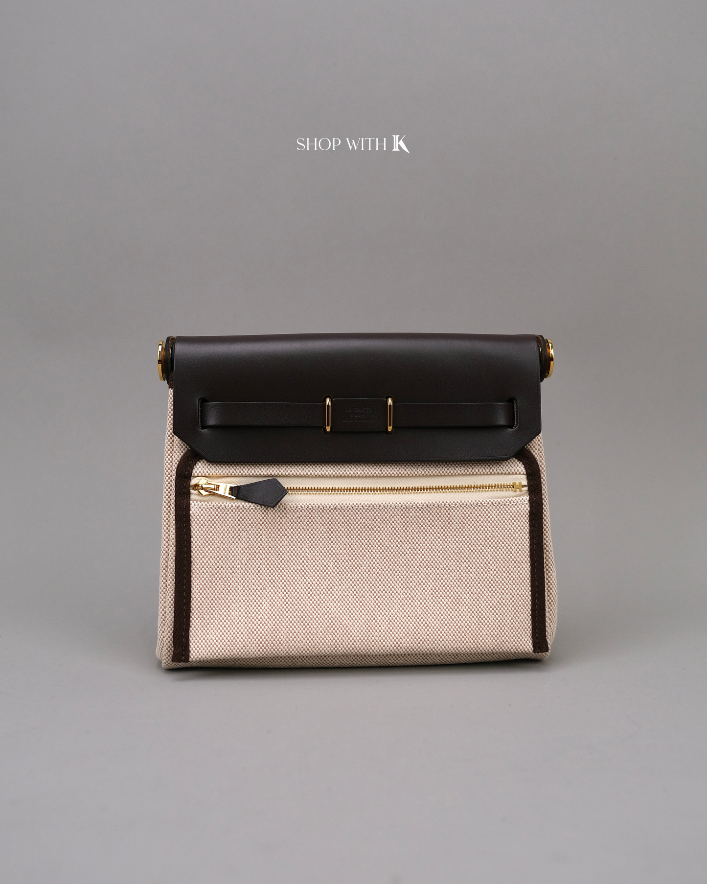 Hermes Mini Herbag Zip 20 Ecru Beige Ebene GHW