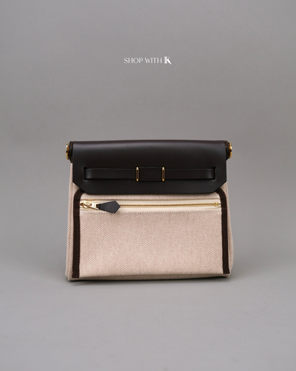 Hermes Mini Herbag Zip 20 Ecru Beige Ebene GHW