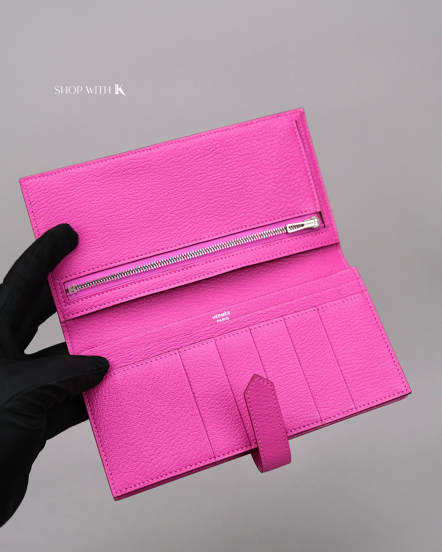 Hermes Bearn Wallet Fuchsia PHW