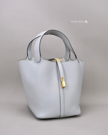 Hermes Picotin 22 Pale Blue GHW