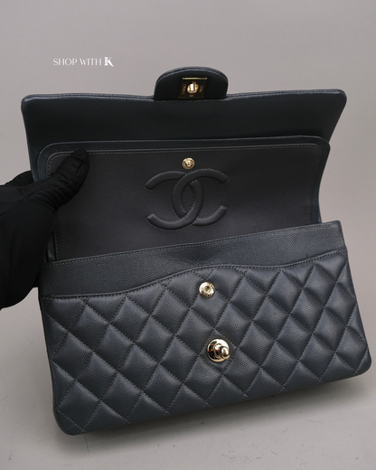 Chanel Classic Flap Dark Gray CGHW