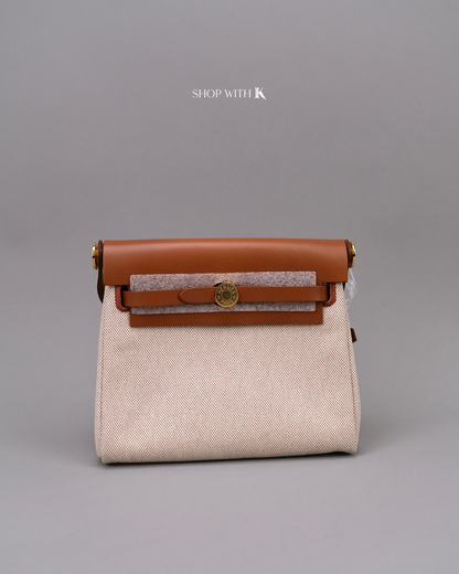 Hermes Mini Herbag Zip 20 Ecru Beige Fauve GHW
