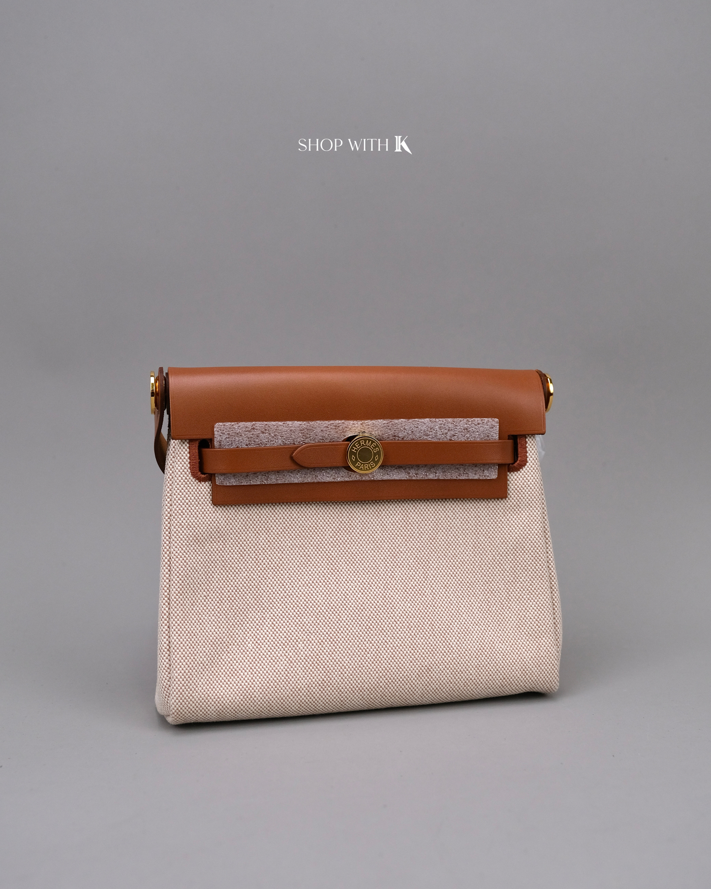 Hermes Mini Herbag Zip 20 Ecru Beige Fauve GHW