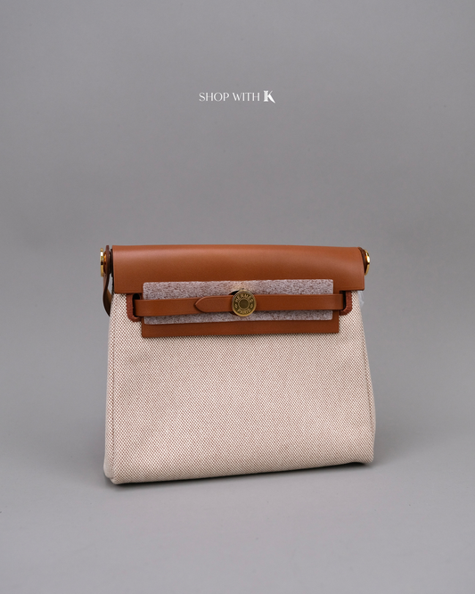 Hermes Mini Herbag Zip 20 Ecru Beige Fauve GHW