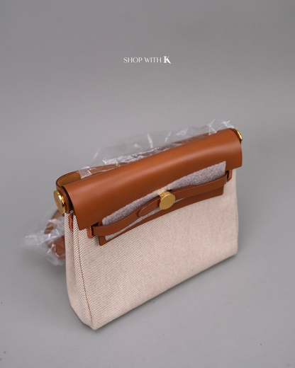 Hermes Mini Herbag Zip 20 Ecru Beige Fauve GHW