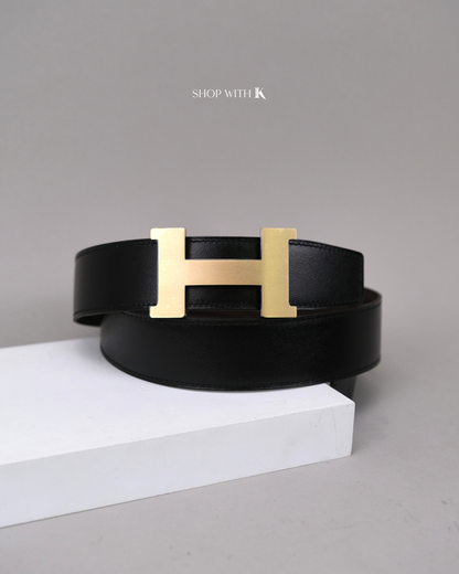 Hermes Constance Belt Noir GHW