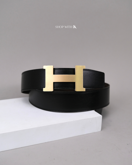 Hermes Constance Belt Noir GHW