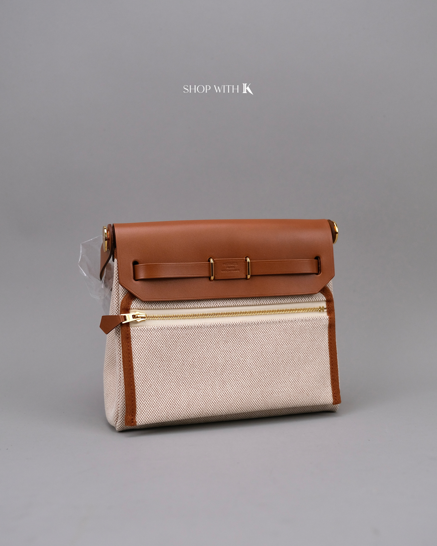 Hermes Mini Herbag Zip 20 Ecru Beige Fauve GHW