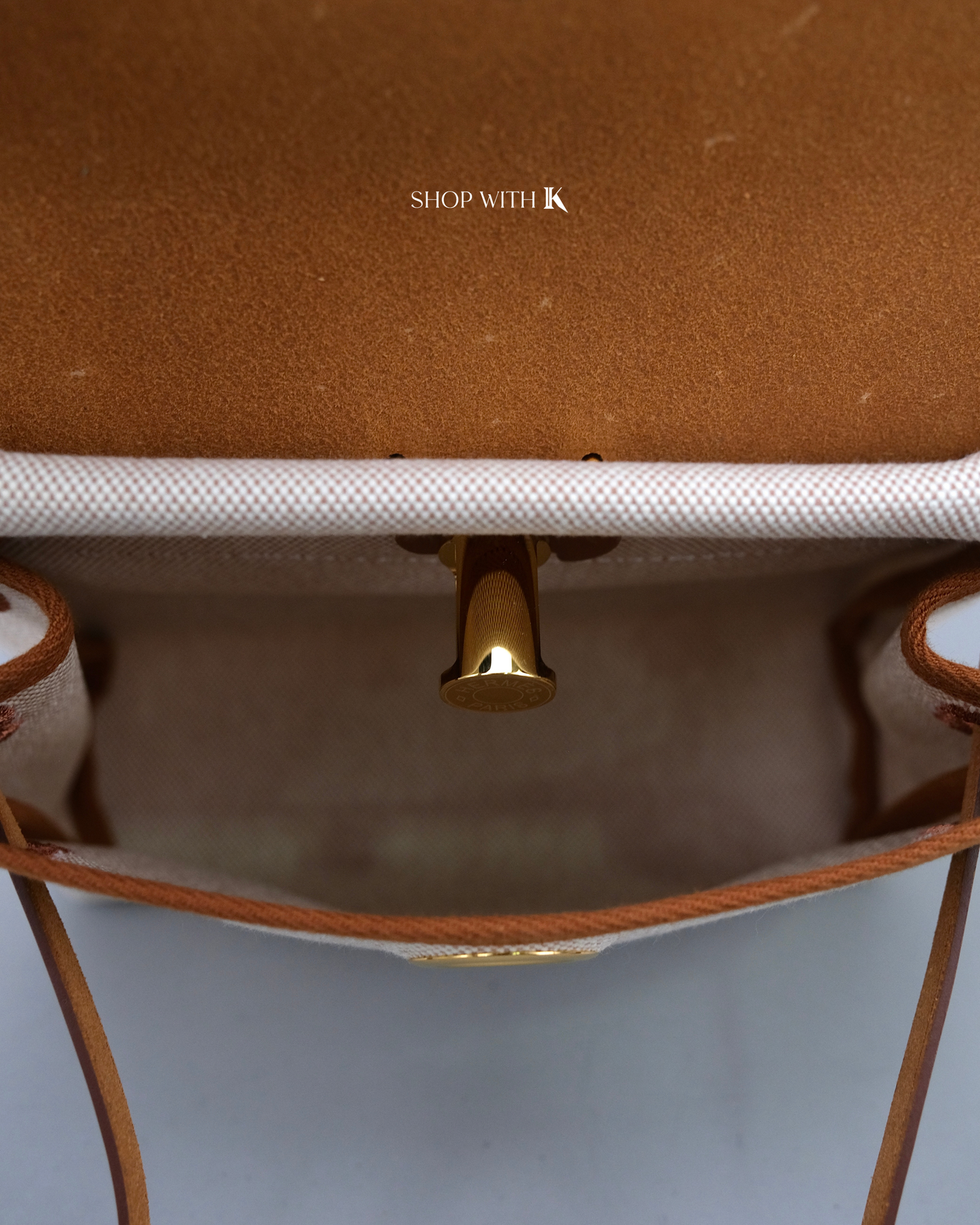 Hermes Mini Herbag Zip 20 Ecru Beige Fauve GHW