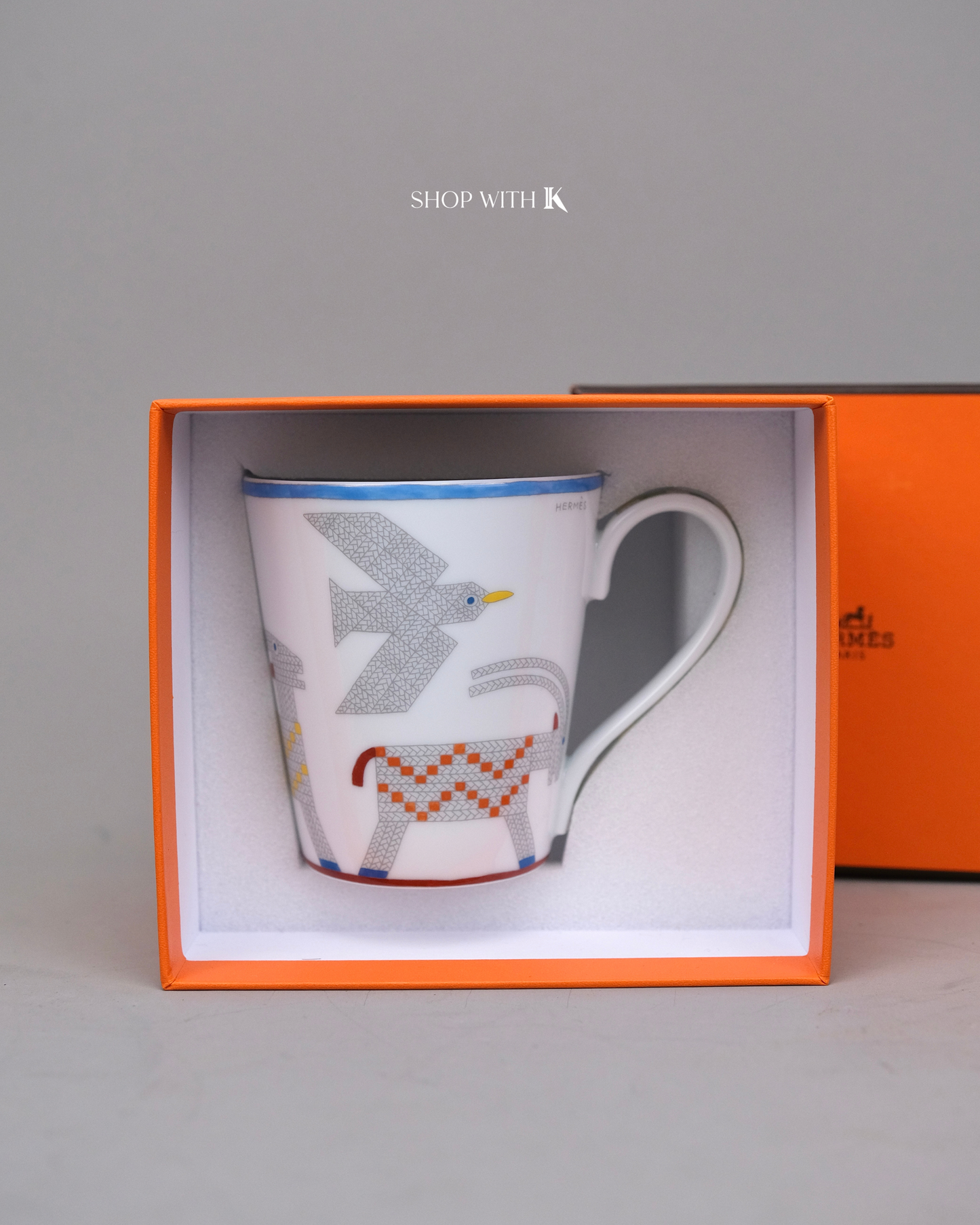 Hermes Animaux Nattes Bird and Goat Mug