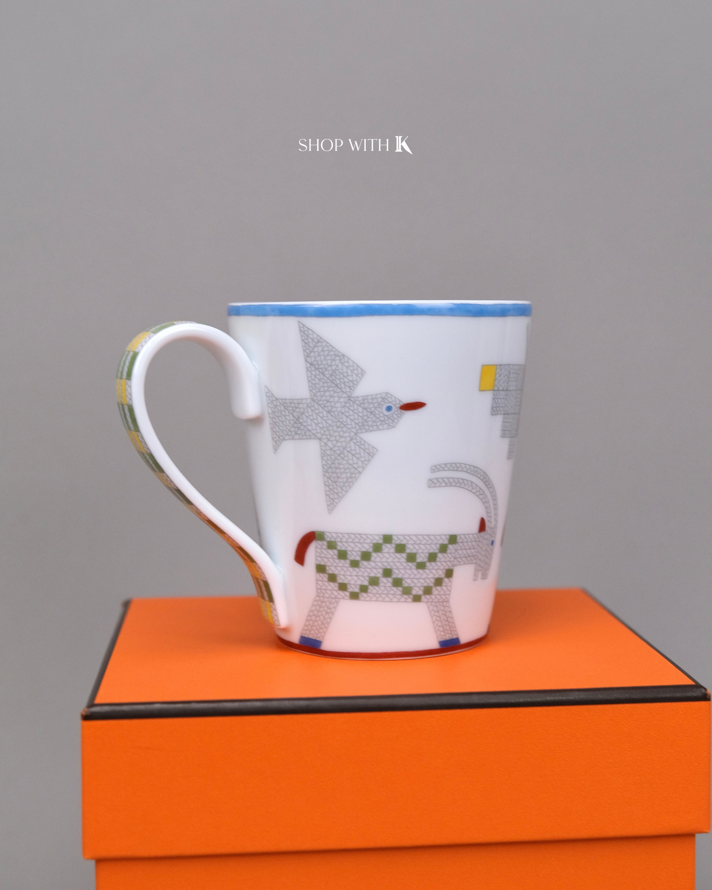 Hermes Animaux Nattes Bird and Goat Mug