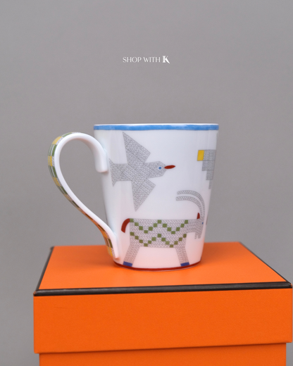 Hermes Animaux Nattes Bird and Goat Mug