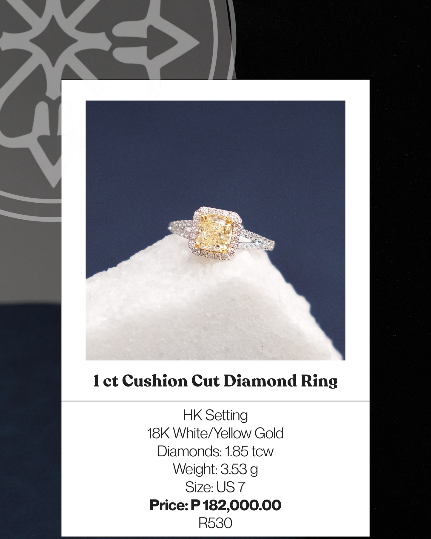 1ct Cushion Cut Diamond Ring