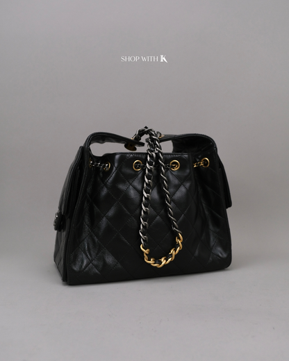 Chanel 25 Small Black Shiny Calfskin