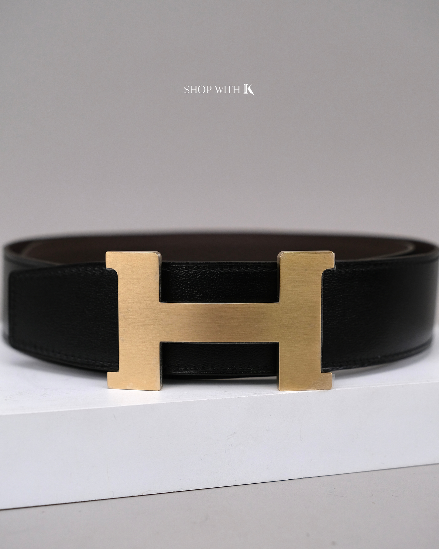 Hermes Constance Belt Noir GHW