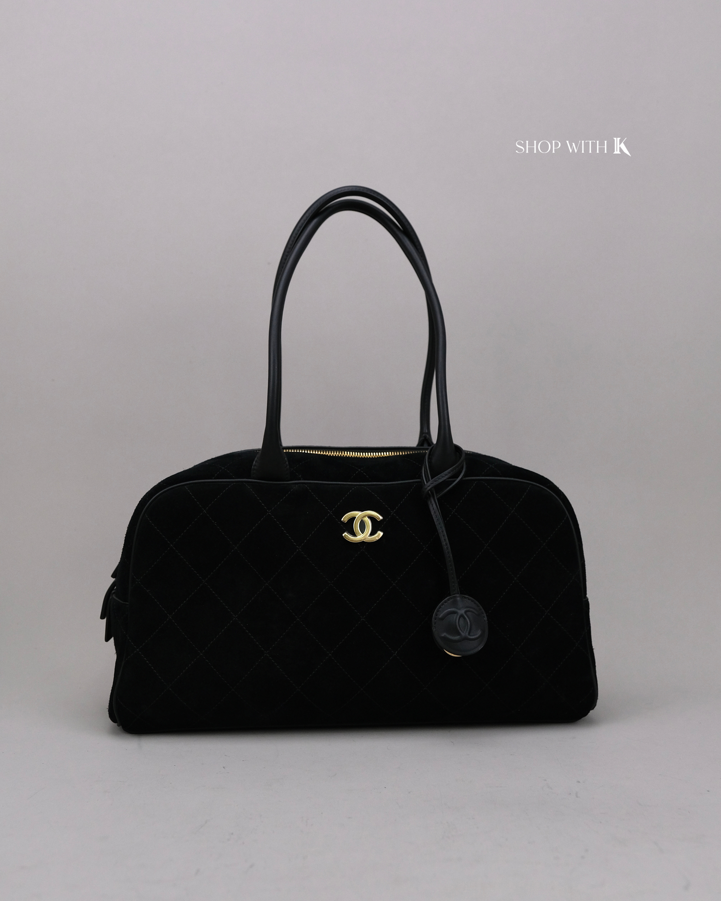 Chanel Shopping Tote Eastwest Suede Black
