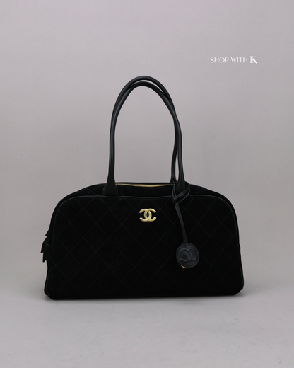 Chanel Shopping Tote Eastwest Suede Black
