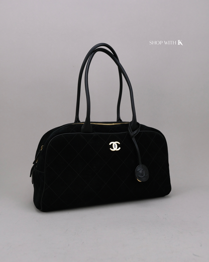 Chanel Shopping Tote Eastwest Suede Black