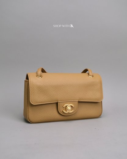 Chanel Mini Maxi Flap Dark Beige GHW