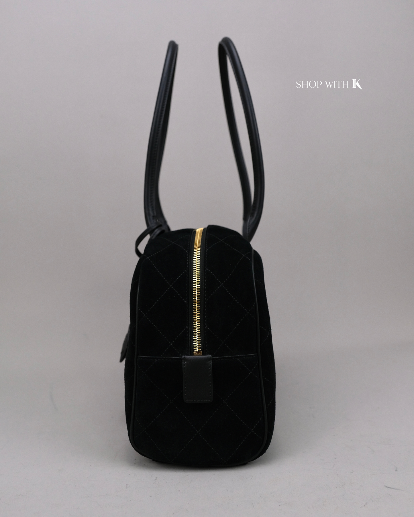 Chanel Shopping Tote Eastwest Suede Black