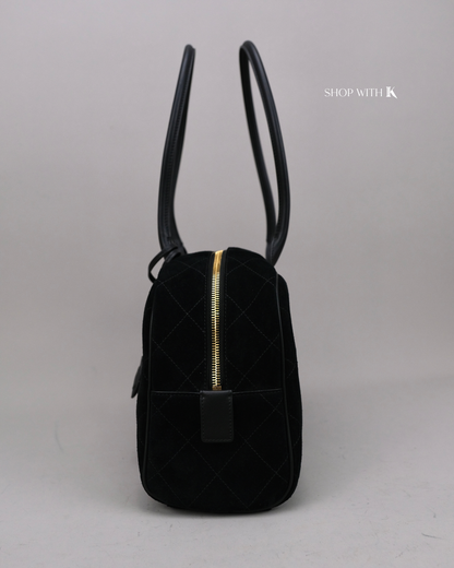 Chanel Shopping Tote Eastwest Suede Black