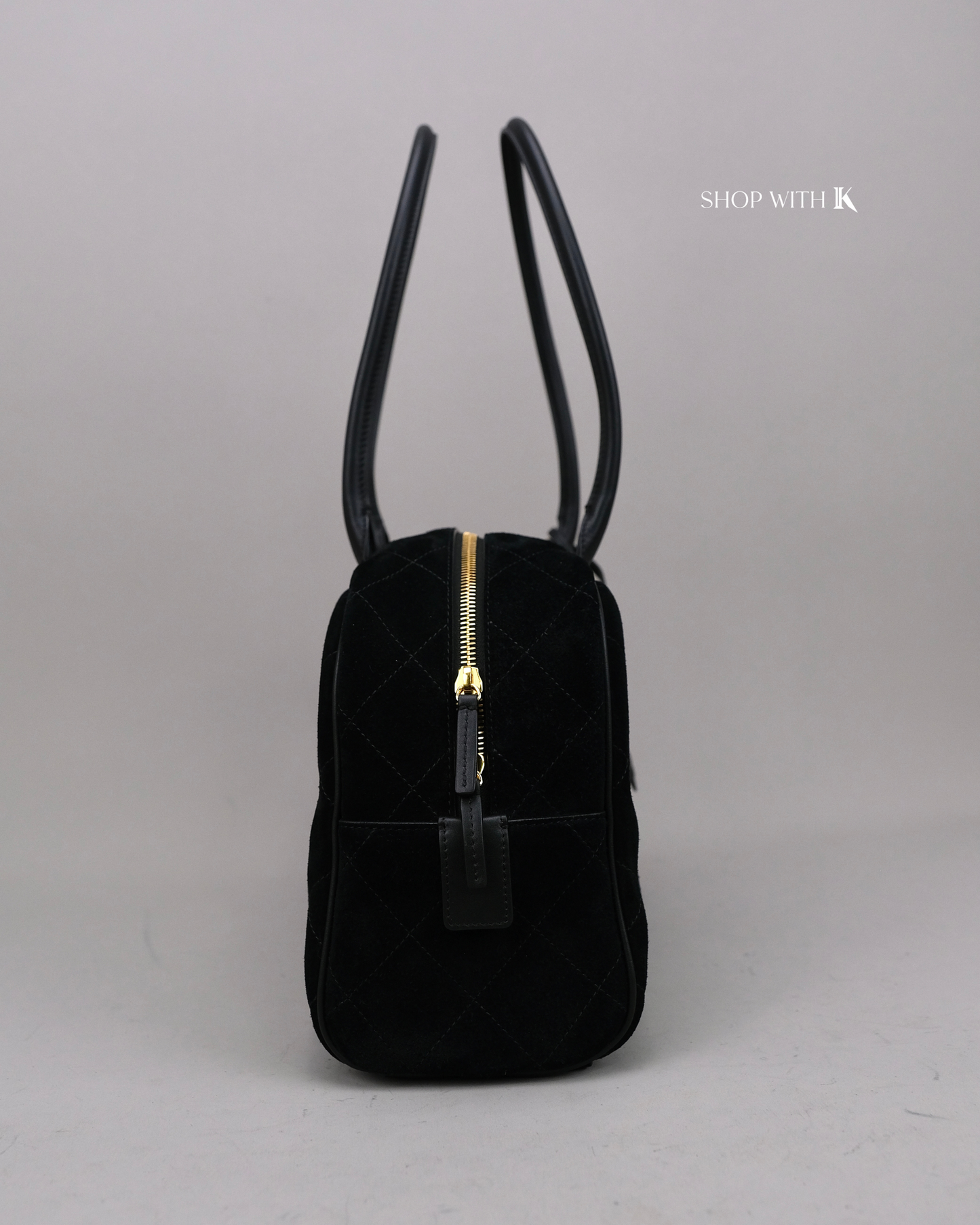 Chanel Shopping Tote Eastwest Suede Black