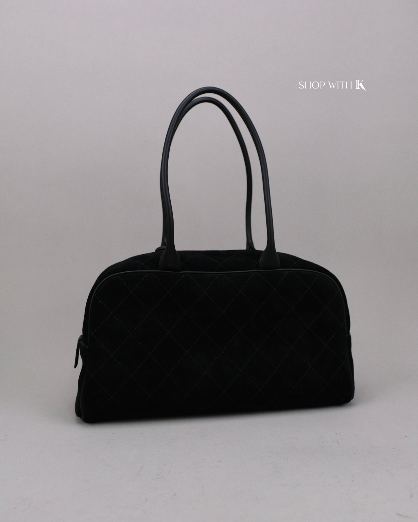 Chanel Shopping Tote Eastwest Suede Black