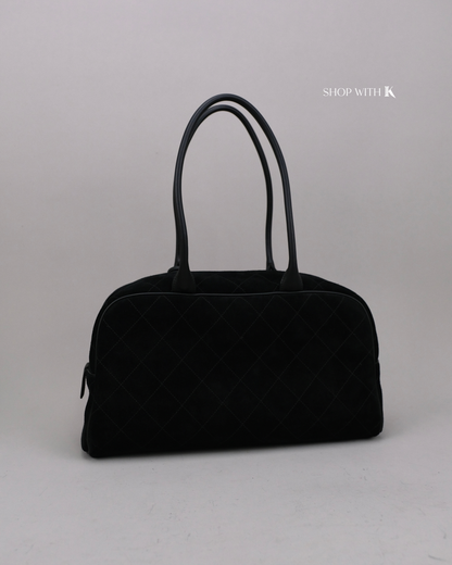 Chanel Shopping Tote Eastwest Suede Black