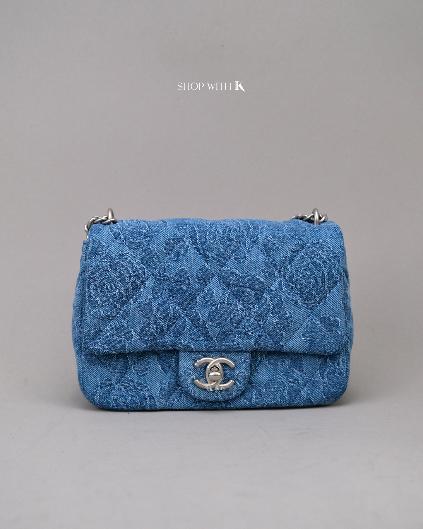 Chanel Mini Square Flap Sweetheart Crush Camellia Denim