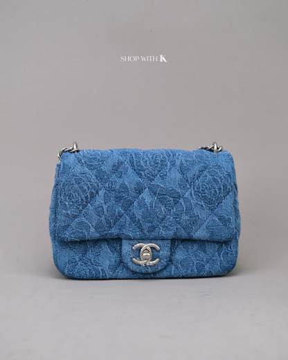 Chanel Mini Square Flap Sweetheart Crush Camellia Denim