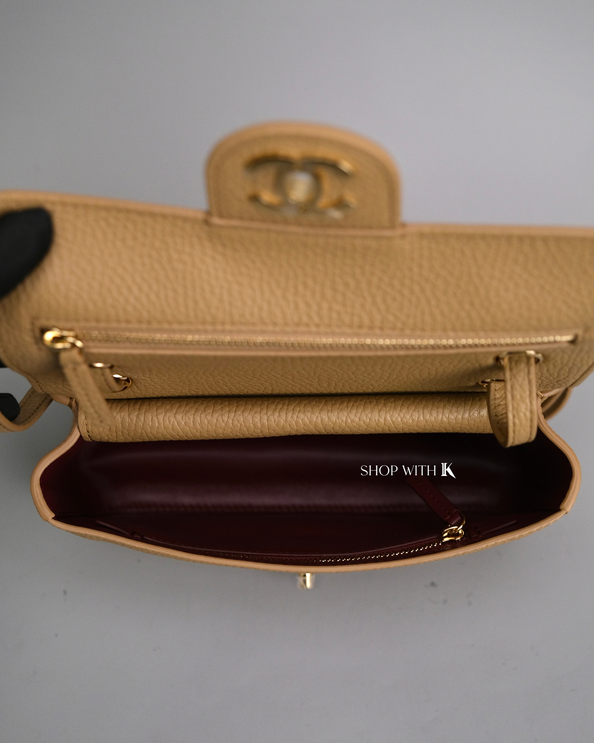 Chanel Mini Maxi Flap Dark Beige GHW