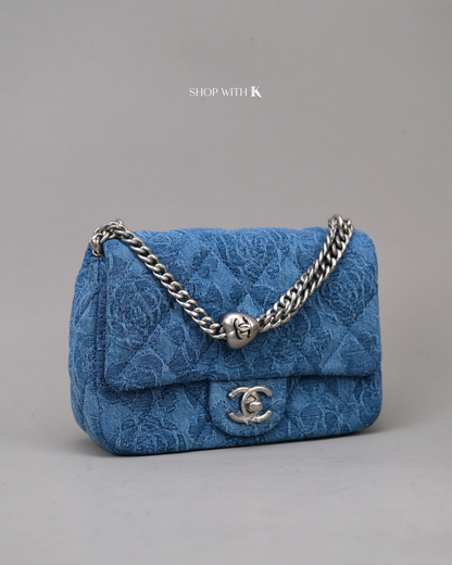 Chanel Mini Square Flap Sweetheart Crush Camellia Denim