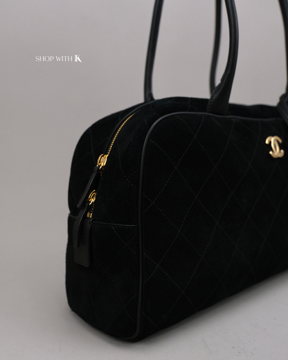 Chanel Shopping Tote Eastwest Suede Black