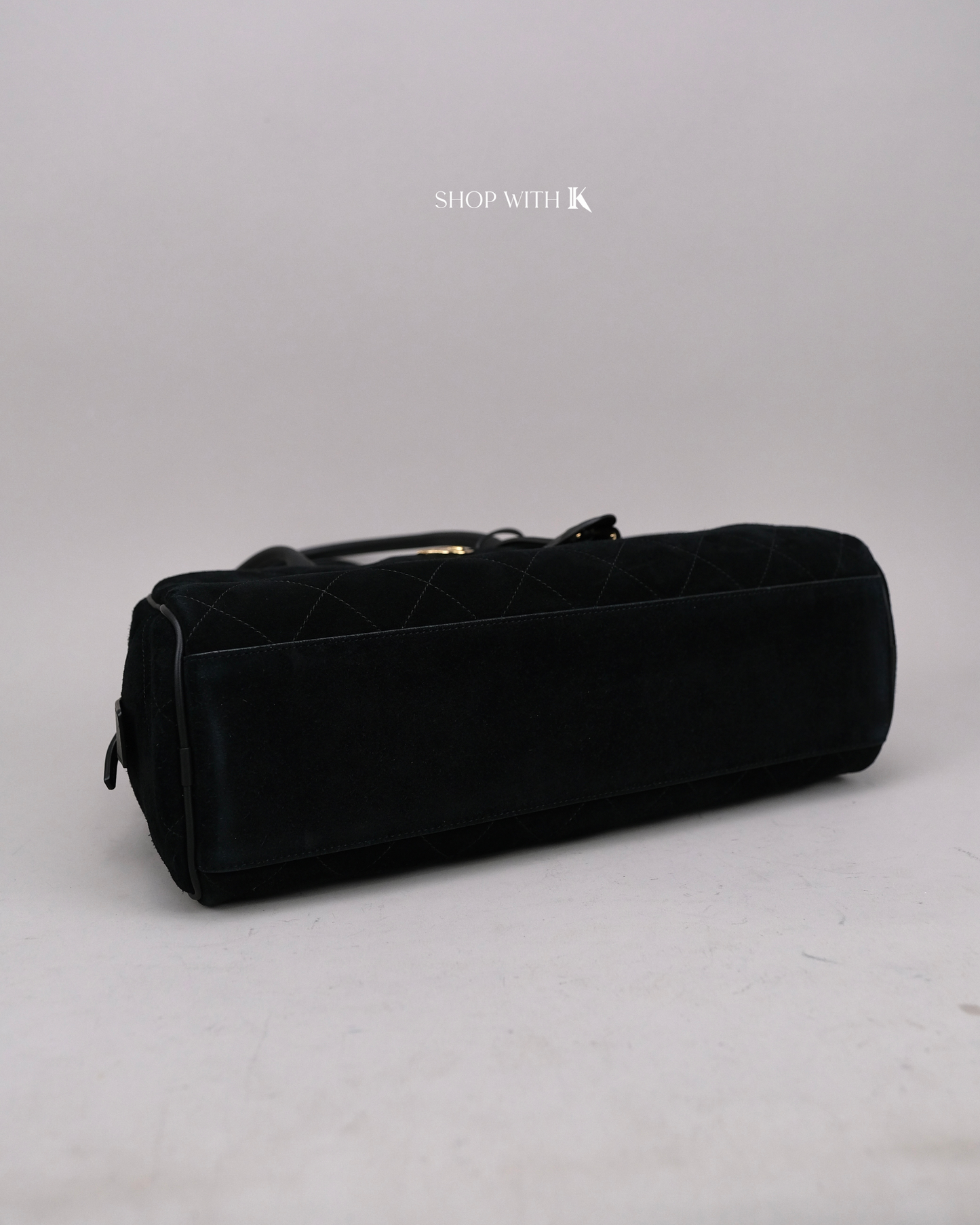 Chanel Shopping Tote Eastwest Suede Black