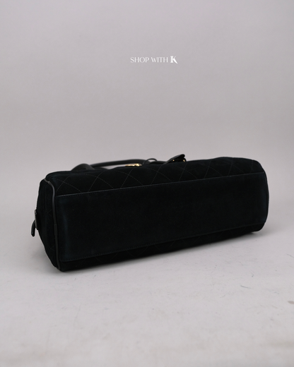 Chanel Shopping Tote Eastwest Suede Black
