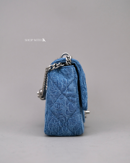 Chanel Mini Square Flap Sweetheart Crush Camellia Denim