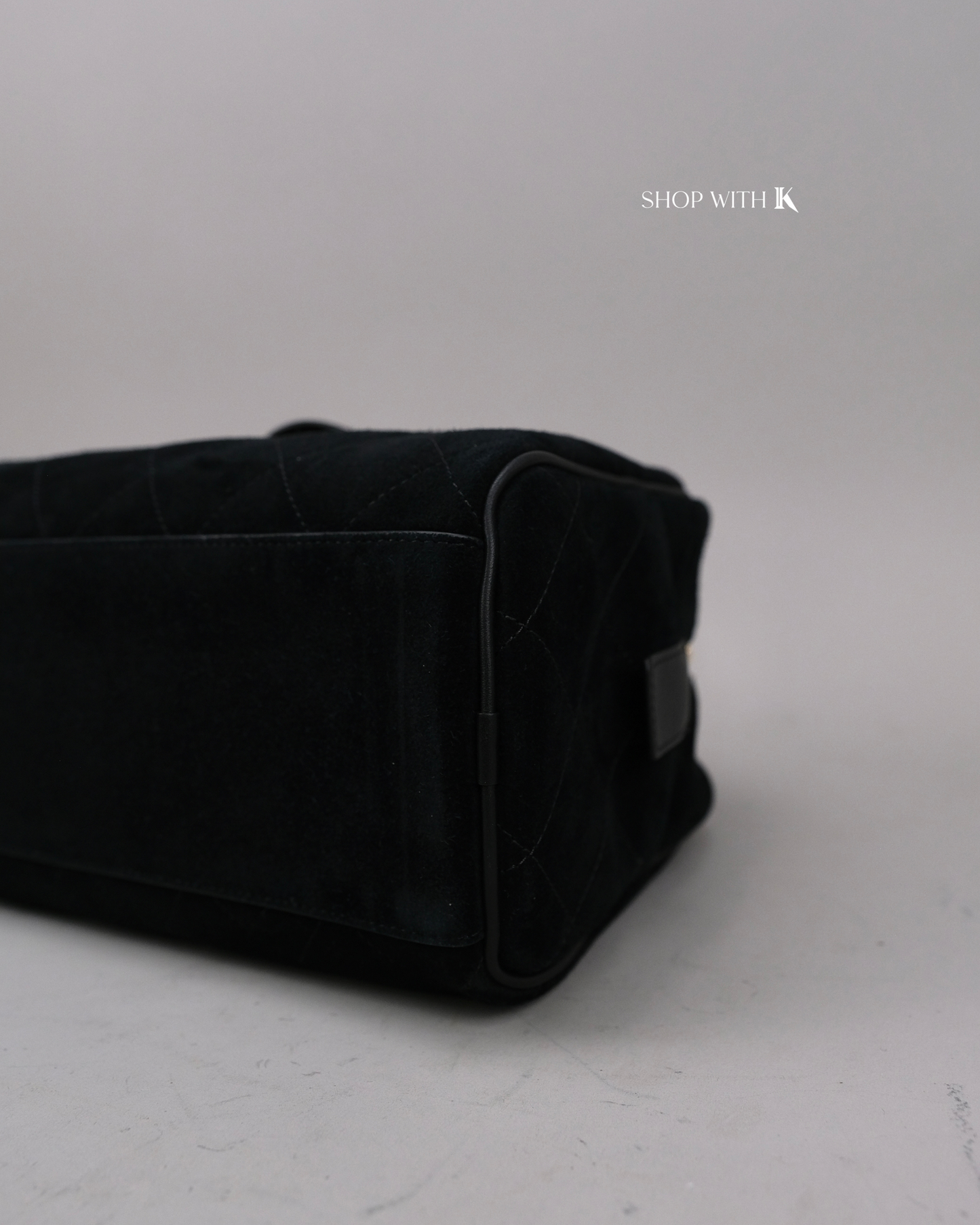 Chanel Shopping Tote Eastwest Suede Black