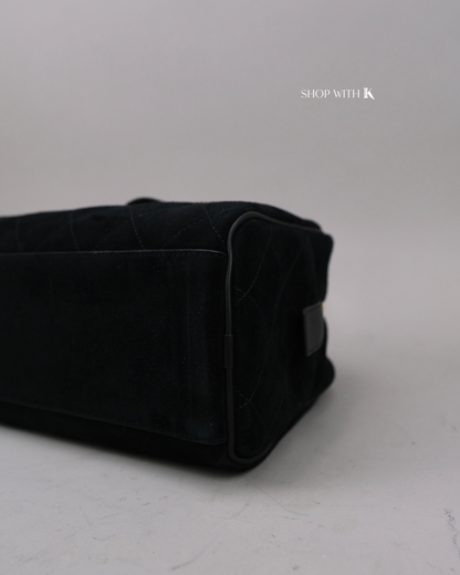 Chanel Shopping Tote Eastwest Suede Black