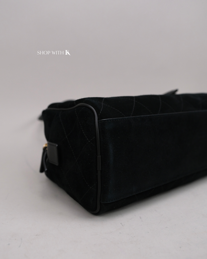 Chanel Shopping Tote Eastwest Suede Black